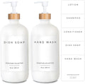 Emerson Soap Dispenser, Dish Soap Dispenser for Kitchen, Soap Dispenser Bathroom Set, Hand Soap Dispenser, Kitchen Soap Dispenser Set - Glass Soap Dispenser with Pump and Labels, 16 Oz, 2 Pack