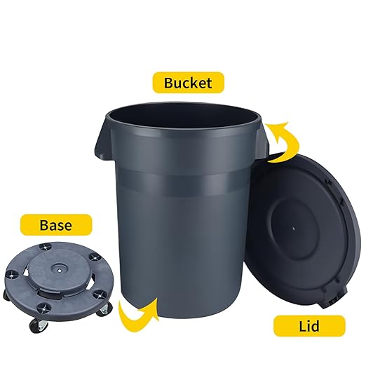 32 Gallon Outdoor Trash Can, Outdoor Trash Can with Lid and Removable Wheels, Rolling Garbage Can, Commercial Garbage Can Suitable for Restaurants, Backyards, and Garages. (2-Pack, 32 Gallon)