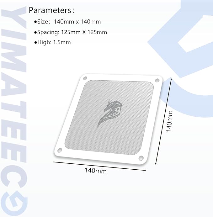 140mm Fan Filter PC Dust Filter Computer Fan Grills Dust Mesh Magnetic Frame PC Case Cover Dustproof PVC 50 Mesh(PVC, Gentleman Aesthetic, 140 * 140mm, 2pcs, White)