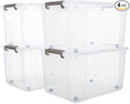 Citylife 69 QT Plastic Storage Bins with Latching Lids Stackable Storage Containers for Organizing Large Clear Storage Box for Garage, Closet, Kitchen, 4 Packs