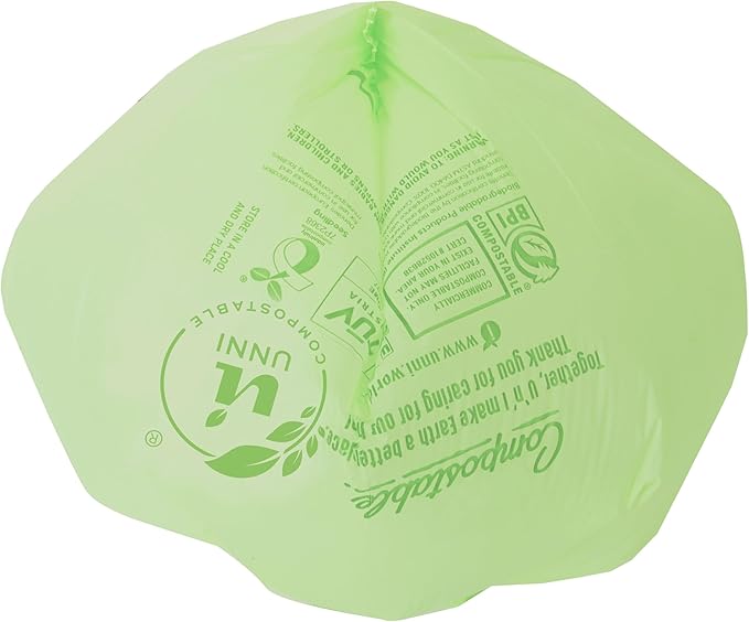 UNNI Compostable Trash Bags, 20-23 Gallon / 87 Liter, 30 Count, Extra Thick 1.0 mil Large Bin Liners for Food Scrap, BPI, CMA & OK compost HOME Certified, Meets ASTM D6400