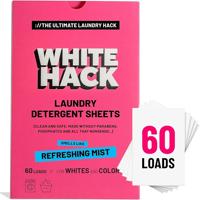 Laundry Detergent Sheets | Clothes Detergent Laundry Soap Sheets for Travel - Mess-Free, Ultra Concentrated, Recyclable Packaging, Stain Fighting - Refreshing Mist Scent, 60 Count