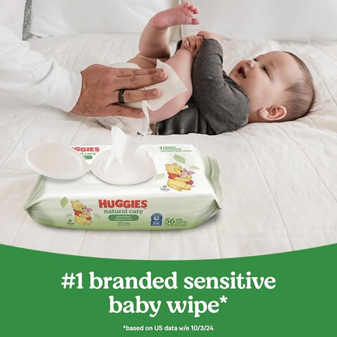 Huggies Natural Care Sensitive Baby Wipes, Unscented, Hypoallergenic, 99% Purified Water, 2 Refill Packs (352 Wipes Total)