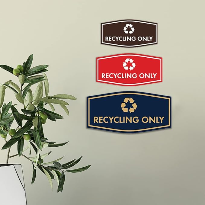 Fancy Recycling Only Sign (White/Red) - Large