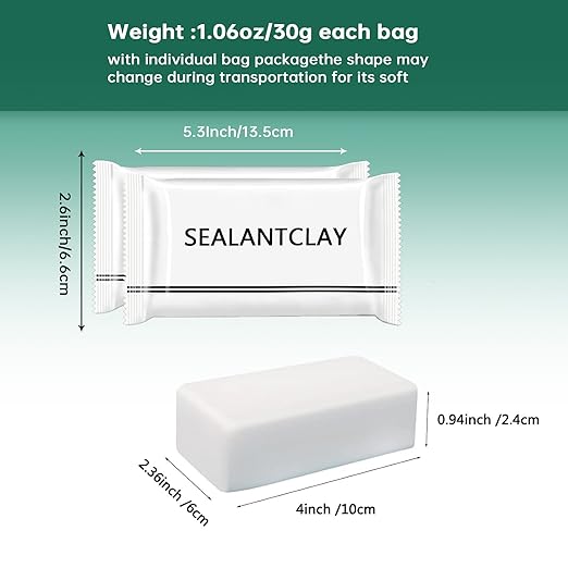 Pack of 20 White Seal Putty Waterproof Duct Seal Repair Sealing Clay, Quick Mending Mud for Drain Connection, Wall Hole, Air Conditioning Hole