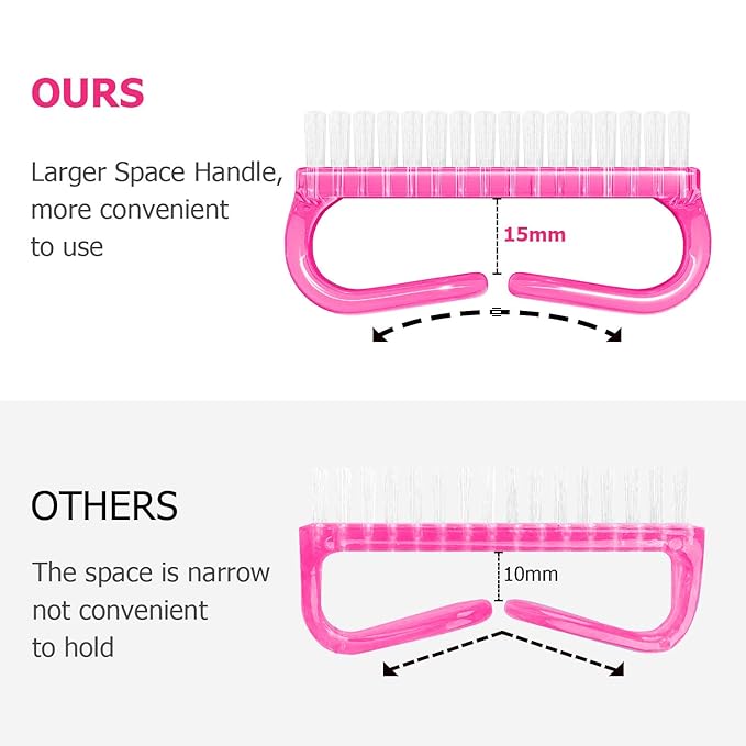 Handle Grip Nail Brush, Hand Fingernail Brush Cleaner Scrubbing Kit Pedicure for Toes and Nails Men Women (4 Pack)