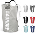 DOKEHOM 125L X-Large Collapsible Washing Laundry Basket Bag (7 Colors) for Bedroom, Fabric (Grey, XL)