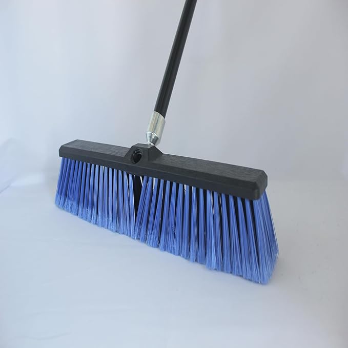 2PCS Push Broom Head Outdoor Large Stiff Bristle Broom Head - Excellent Cleaning Performance - Easy Installation Broom Head(Blue, 18 inches)