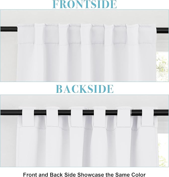 RYB HOME Blackout Curtains 80 inches Long Thermal Insulating Large Window Curtains for Living Room Sliding Glass Door Dining Home Office Backdrop, Pure White, W 42 x L 80 per Panel, 2 Panels