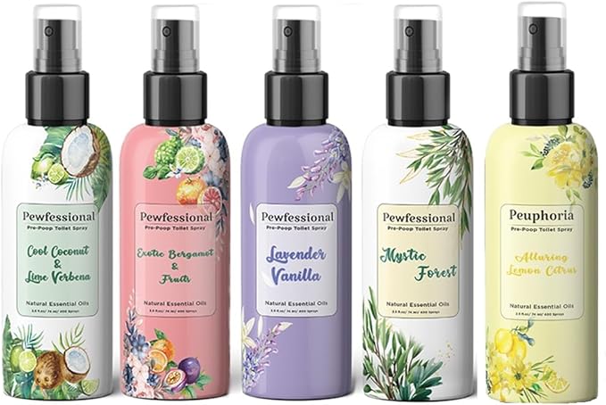 Poop spray for toilet, pre poo toilet spray bathroom odor eliminator and air freshener, 2.5 Ounce, 5 pack Travel Size