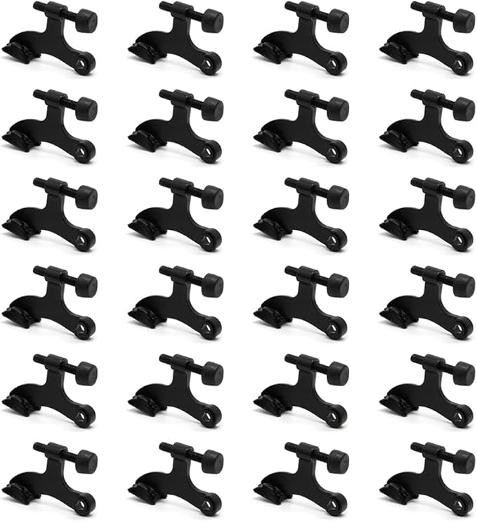 24 Pack Hinge Pin Black Door Stopper, Adjustable Heavy Duty Hinge Pin Door Stop with Black Rubber Bumper Tips