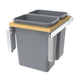 Double Pull Out Under Cabinet Trash Can 35 Qt Garbage Bin for 15" x 1.5" Face Frame, Grey -Only for 18" W*24" D Cabinet