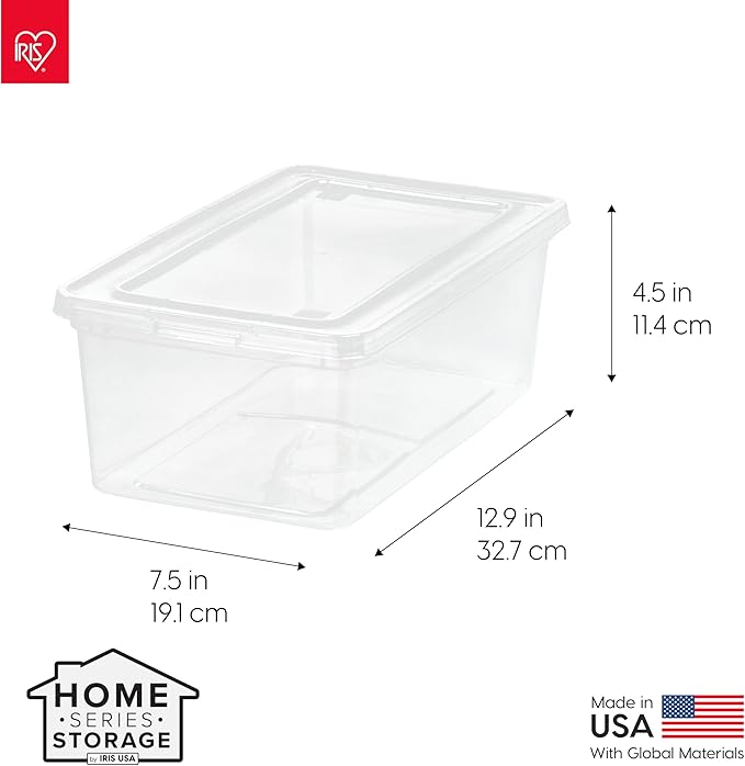 IRIS USA 6-Pack Storage Bins with Lids, 6 Quart, Shoe Boxes Clear Stackable Containers Organize Shoes Closet Shelves, Classroom Organization Teacher Tools, Game Storage - BPA-Free Plastic