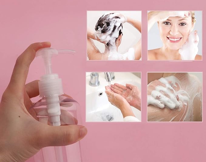 Yebeauty Pump Bottle Dispenser, 4 Pack 10oz/300ml Plastic Dish Lotion Soap Dispenser Clear Liquid Shampoo Container for Bathroom Kitchen Hotel Body Wash