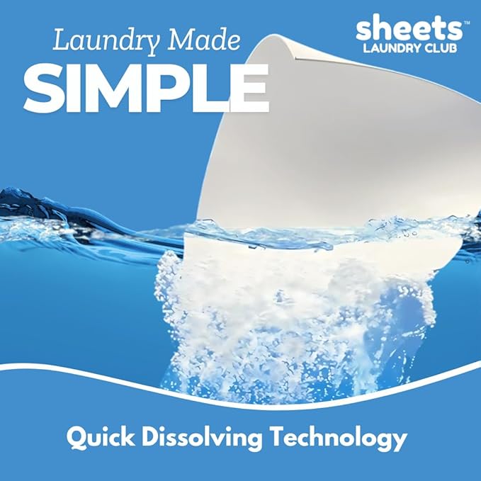Sheets Laundry Club Laundry Detergent Sheets – 50 Sheets (100 Loads), Fresh Linen, Hassle-Free Laundry, Quick-Dissolving, Hypoallergenic, Septic Safe, Plastic-Free Packaging