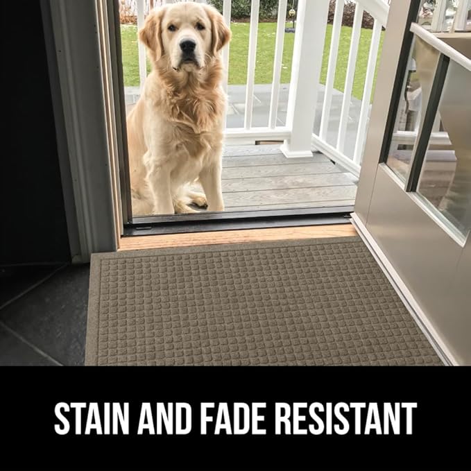 GORILLA GRIP Front Door Mat, 35x23, Indoor Outdoor Ultra Absorbent HydroAbsorb Doormat, Absorbs Up to 5.7 Cups of Water, Stain and Fade Resistant, Rubber Backing Doormats, Captures Dirt, Beige
