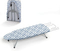 Small Tabletop Ironing Board Foldable, RAINHOL Steel Mesh Portable Iron Board for Dorm and Apartment, with Iron Rest and Heat-Resistant Cotton Cover, 31" x 12", Blue and White Stripes
