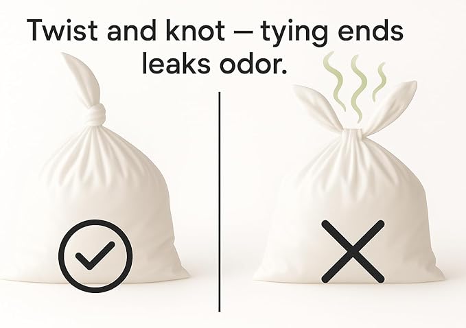 BOS, Odor-Sealing Dirty Diaper Trash Bags - Scent & Smell Free (Color: Cream Yellow) (Pack of 2) (Medium)