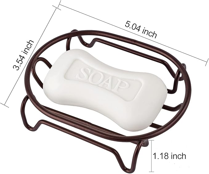 Soap Dish for Shower Bathroom Bar Soap Holder, Stainless Steel Self-draining Soap Rack Tray Saver Sponge Holder for Kitchen, Bath, Tub, Easy Cleaning, Extend Soap Life, Oval Bronze-1 Pack