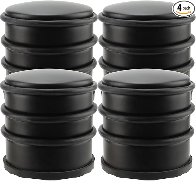 KINJOEK 4 PCS Heavy Duty No Drill Door Stopper, Stainless Steel Door Stop, Surrounded with Protective Rubber Bands Anti-Slip Door Wedge for Office, Home, Garage, Laundry Door, Black