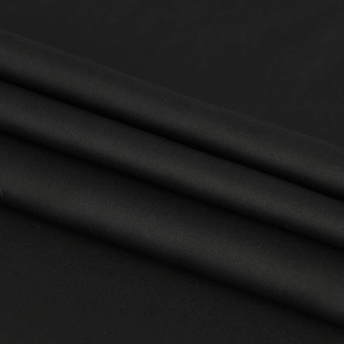 DWCN French Door Curtains – Rod Pocket Thermal Blackout Curtain for Window/Patio Doors/Doorways/Classroom/Kitchen for Privacy, 12W by 72L Inches, 1 Panel with Tieback, Black