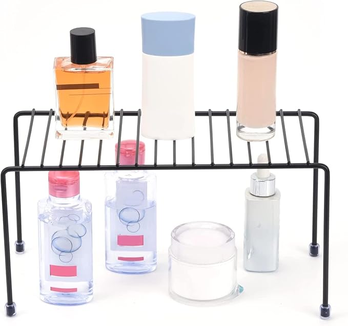 Kitchen Shelves, Cabinet Organization Mini Storage Shelf, Storage Rack Organizer for Kitchen, Fridge, Cabinet, Bathroom (Black 6)
