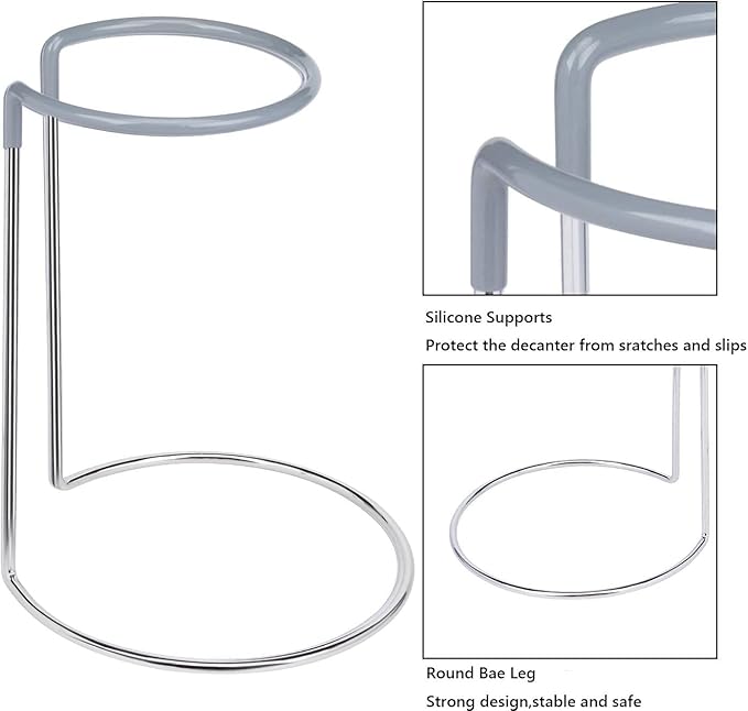 Wine Decanter Drying Stand with Cleaning Brush,Wine Decanter Drying Rack Holder with Rubber Coated Top Drainer Stand Dryer Rack for Standard Large Wine Decanters