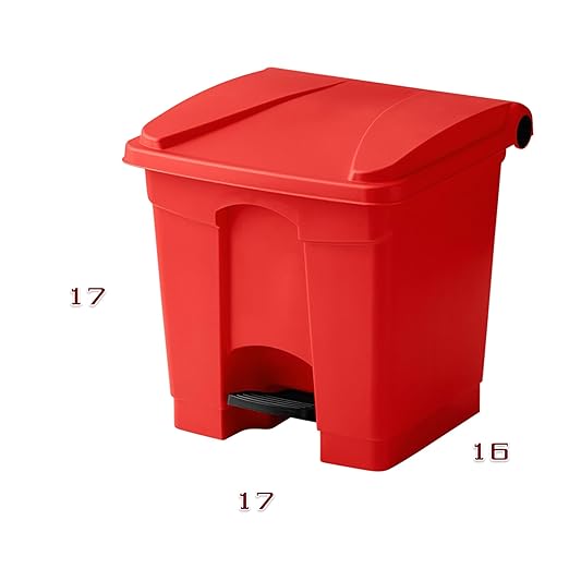 PRO&Family Step-On Trash Can with Lid, Plastic Waste Bin, Foot Pedal Operation (Red, 8 Gallon)