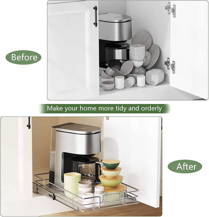 LOVMOR Pull Out Cabinet Organizer 22½" W x 21½" D, Kitchen Cabinet Pull Out Shelves Slide Out Storage