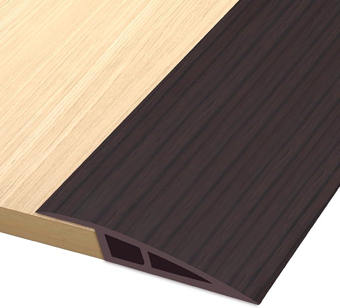 Vinyl Door Threshold Flooring Transition Strip Self Adhesive Carpet Edging Strip for Laminate Doorway Edge Threshold from 2/5" to 3/5" (Black Walnut Wood Grain, 10 Ft)