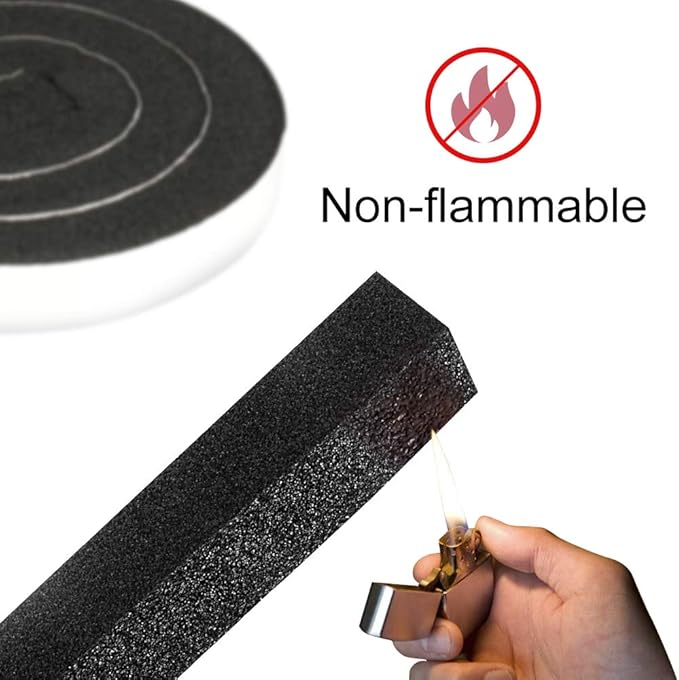 2 Rolls 1/2 Inch W 1/2 T Weather Stripping Air Conditioner Open Cell Foam Seal Tape, Window Insulation High Resilience Seal Strip for Doors Window,Total 16FT
