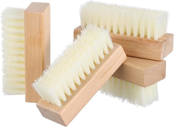 GLEAVI Scrub Cleaning Brush - 4 Pcs Soft Bristles Heavy Duty Scrub Brush with Wooden Handle Household Scrub Brush for Cleaning Upholstery, Car Interior Cleaning, Furniture, Couch, Sofa