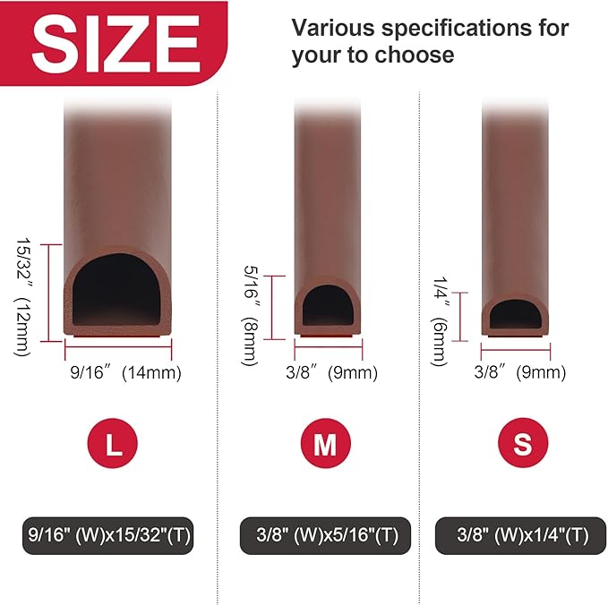 Silicone D Shape Weather Stripping 19.7 Feet Self Adhesive Seal Strip for Doors and Windows