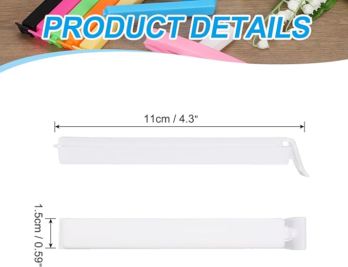 PATIKIL Sealing Clips 4.3 Inch, 10 Pack Reusable Plastic Bag Clip Clamp Sealer for Food Storage Snack Bag Home Kitchen, White