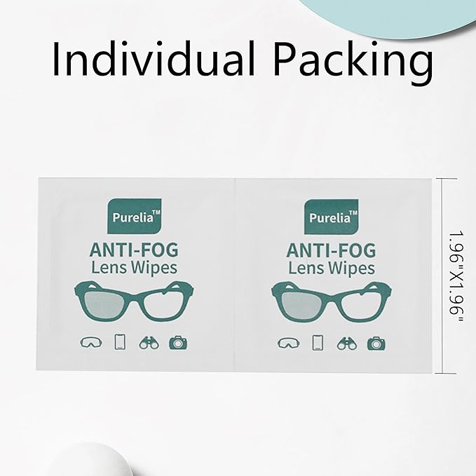 Anti-Fog Lens Wipes,100 Count, Quick-Clean Lens Cloths for Eyeglasses, Goggles, Screens, Portable Individually Wrapped Sheets, Pre-Moistened Cleaning Wipes for Eyeglasses