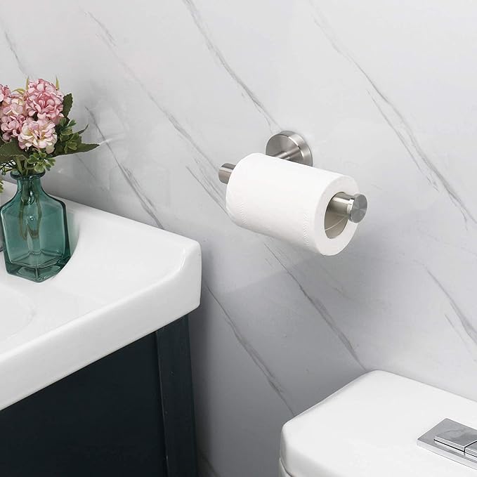 NearMoon Bathroom Toilet Paper Holder, Premium SUS304 Stainless Steel Rustproof Wall Mounted Toilet Roll Holder for Bathroom, Kitchen (3 Pack, Brushed Nickel)