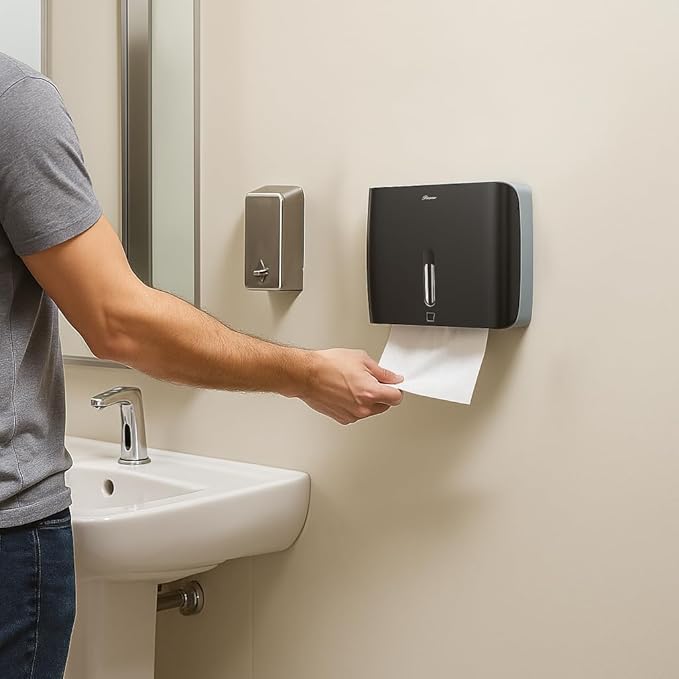 Bathroom Paper Towel Dispenser Pack of 2 Durable ABS Plastic Easy Installation No Drilling Waterproof Dustproof for Home Washroom Kitchen Bedroom