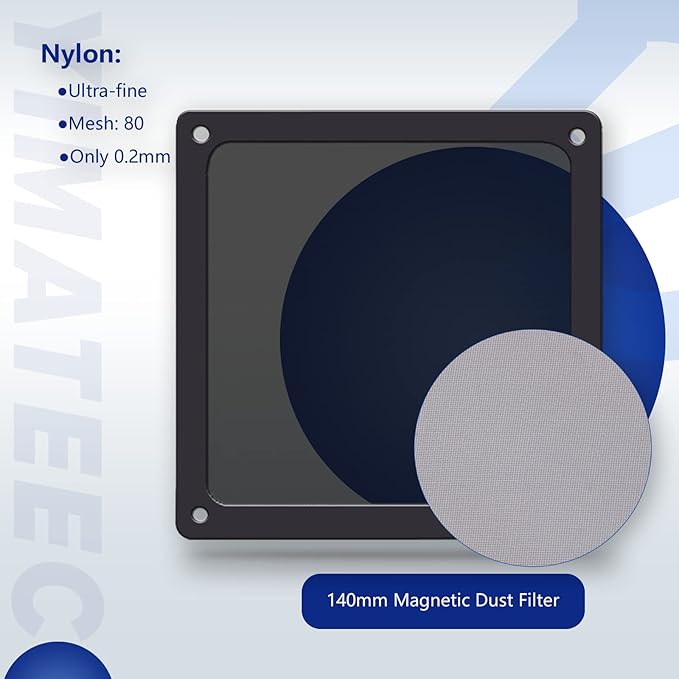 Dust Filter PC 140mm for Computer Cooler/PSU/Routers Nylon 80 Mesh, Magnetic Frame PC Fan Dust Mesh PC Cooler Filter Dustproof Computer Fan Grills (Nylon, 140 * 140mm, 10pcs, Black)