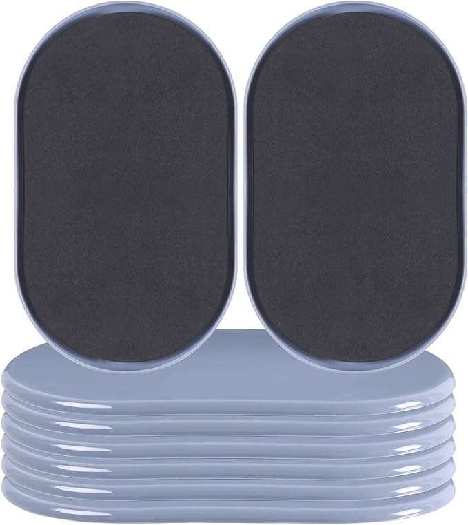 Reusable Large Furniture Movers Sliders for Carpet and Hardwood Floors-8 Pack 9-1/2" Oval Moving Pads Protector for Heavy Duty Sofa Bed Table Desk,Quickly and Easily Move Any Item, Light Blue