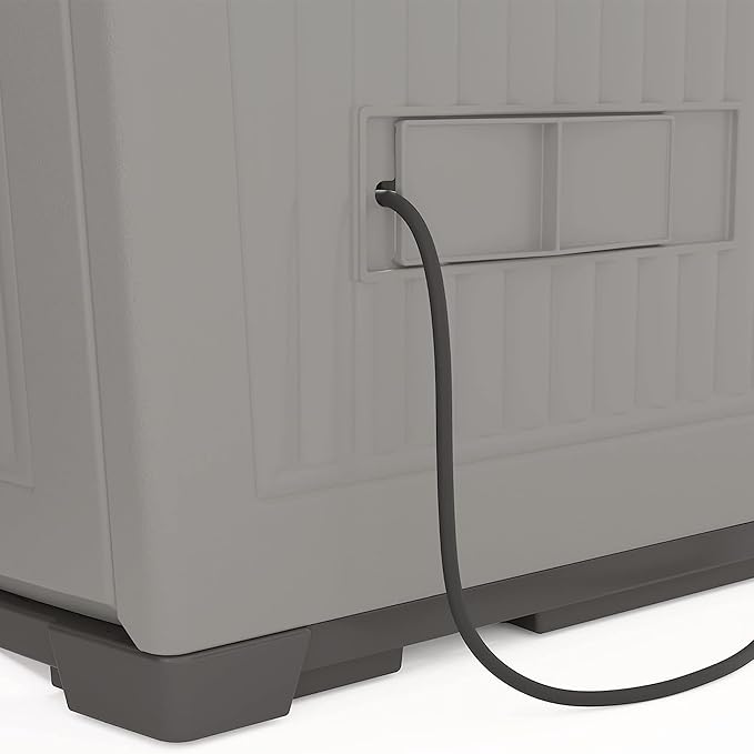 Suncast Outdoor Storage Shed for Patio and Garden, Backyard Oasis, 130 Gallon, Dove Gray