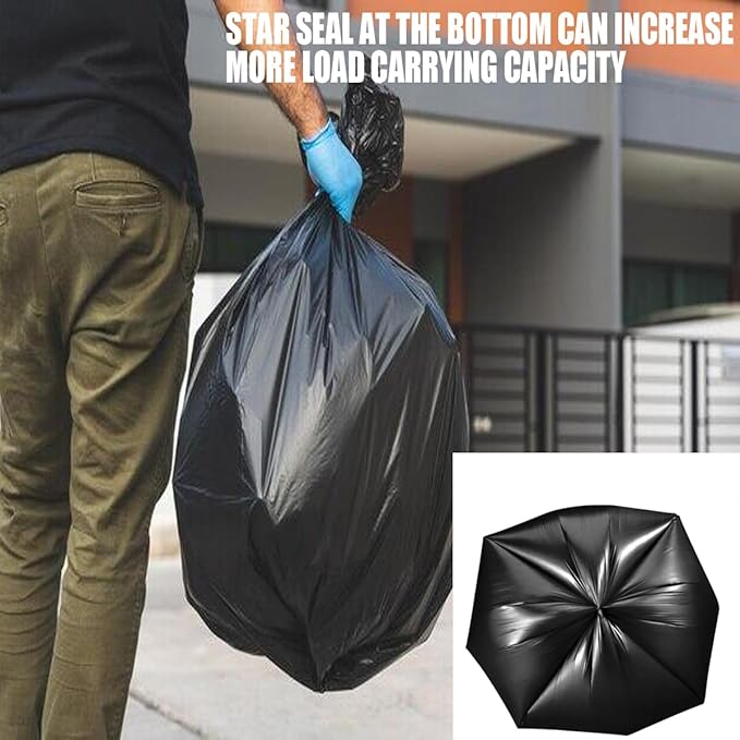 30 Gallon Trash Bags, 100 Count Black Garbage bags, Multi-purpose Trash Can Bin Liners for Bathroom, Office, Industrial, Commercial, Janitorial, Municipal, Recycling