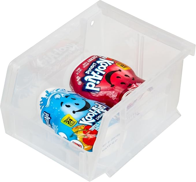 Akro-Mils 30210 AkroBins Plastic Storage Bins, Space-Saving Stackable Bins for Garage, Pantry, Craft Organization, 5-" x 4-" x 3-", Clear, 24-Pack