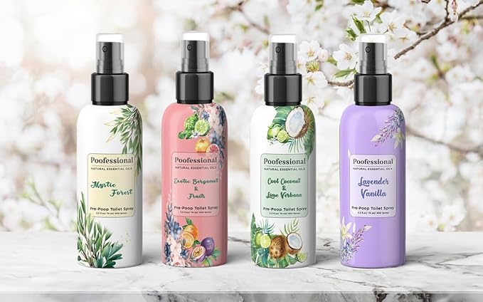 Poop spray for toilet, pre poo toilet spray bathroom odor eliminator and air freshener, 2.5 Ounce, 5 pack Travel Size
