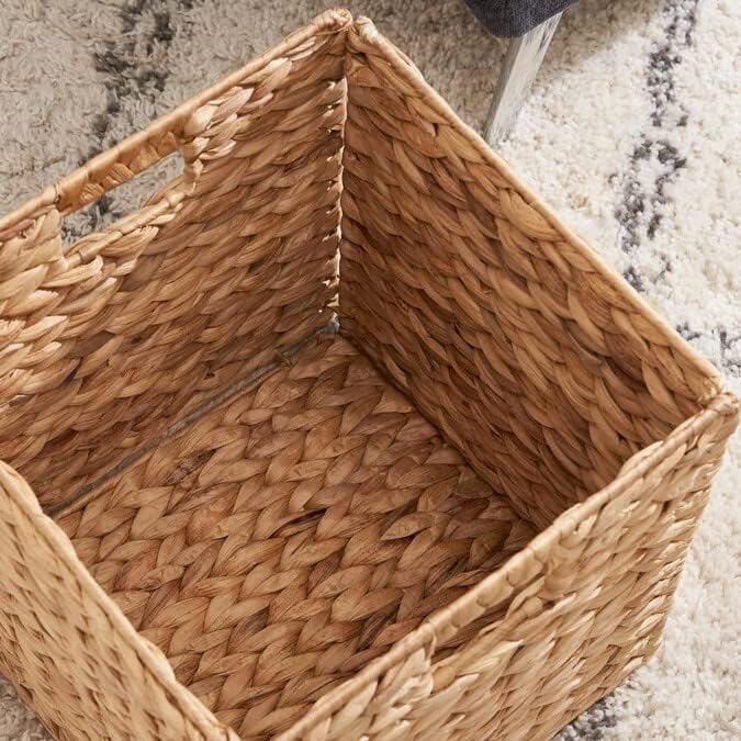 Storage Cube 10.5 x 10.5in, Wicker Storage Baskets for Shelves, Water Hyacinth Storage Baskets, Square Wicker Storage Basket (2 Packs 10.5in)