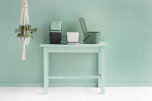 Brabantia Sort & Go Food Trash Can (1.6 Gal/Light Gray) Small Countertop Kitchen Compost Caddy with Handle & Removable Lid, Easy Clean, Fixtures Included for Wall/Cupboard Mounting