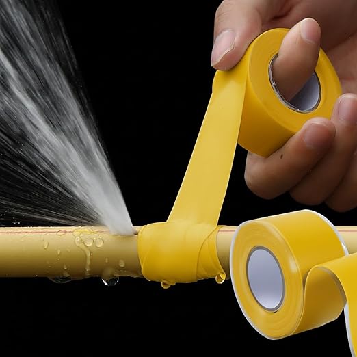 Self Fusing Silicone Tape 4 Rolls 1 in x 10' Yellow Waterproof Rescue Tape Rubber Leak Silicone Self-amalgamating Tape for Plumbing, Sealing Pipes, Hose Repair, Outdoor Coax and Tool Fixation
