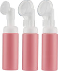 2 OZ Foam Bottle with Brush, Empty Foaming Dispensers to Travel for Soap, Shampoo (3pcs, Pink)
