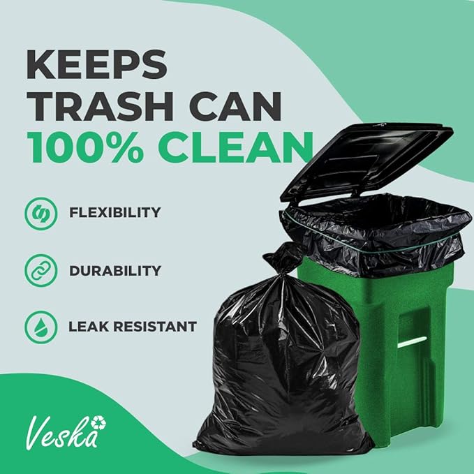 95 Gallon Trash Bags Heavy Duty | Mega-Value Pack 72 Bags | Extra Large Black Can Liners | 90-100 Gallon Trash Bags | 96 Gallon Big Garbage Bags (Black)
