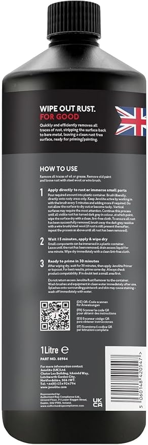 JENOLITE Rust Remover for Metal - Fast Acting No Drip Thick Liquid - Industrial Strength, Removes Rust Back to Bare Metal - 34 oz (1kg)