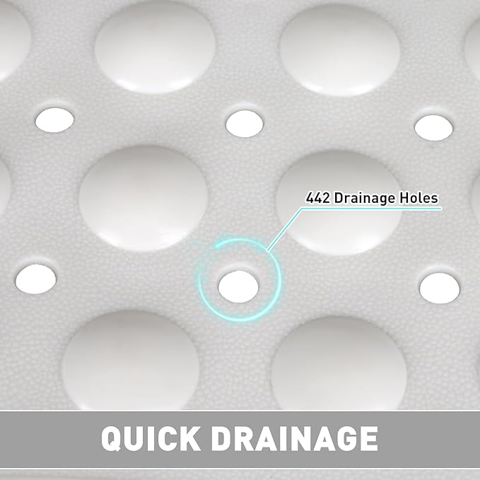 Shower Mat Non Slip: 47.2 x 31.5 Inch Extra Large TPE Shower Mats for Inside Shower - Anti Slip Shower Stall Matt with Drain Hole and Suction Cups for Elderly